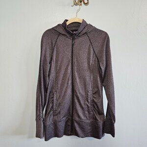 Womens mondetta gray black chevron long sleeve hooded jacket, Small